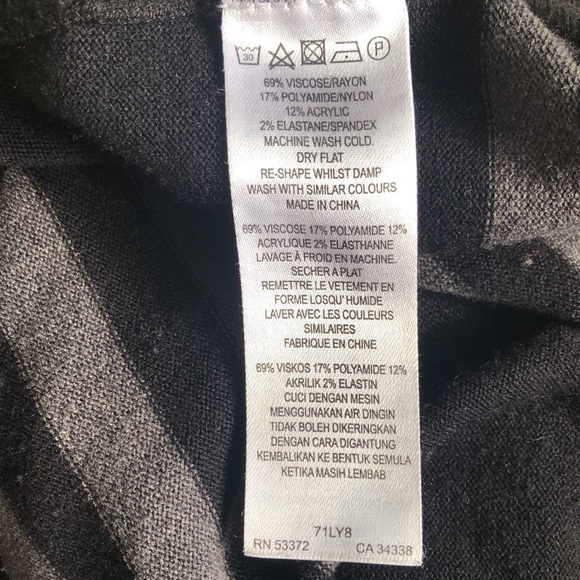 French Connection Black Dark Gray Stripe Tunic Sweater 0 - Picture 7 of 7